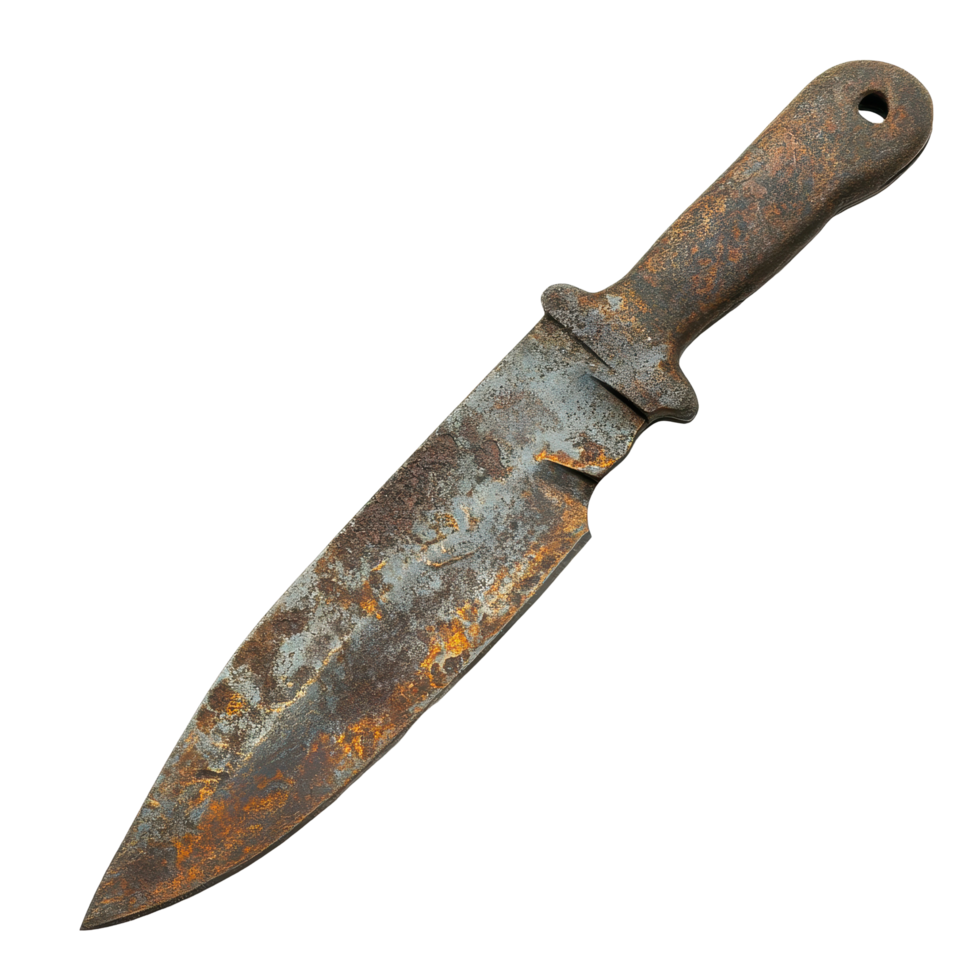 Vintage rusty knife display piece perfect for collectors with authentic character and historical charm, Vintage Rusty Knife Display Piece for Collectors Item, Transparent background png