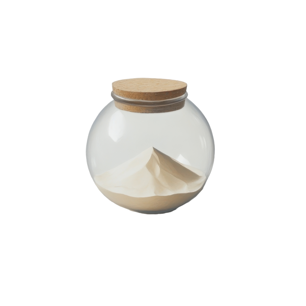 Sand fills a glass jar with a wooden lid placed on a light background, The Sands Time, Transparent background png