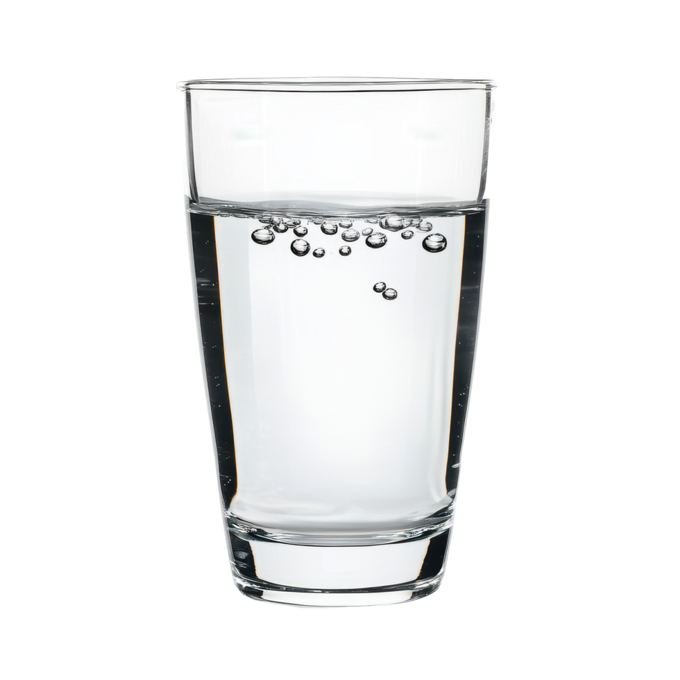 Clean water glass with bubbles isolated on Transparent background for beverage and refreshment concepts, Water glass isolated on white png