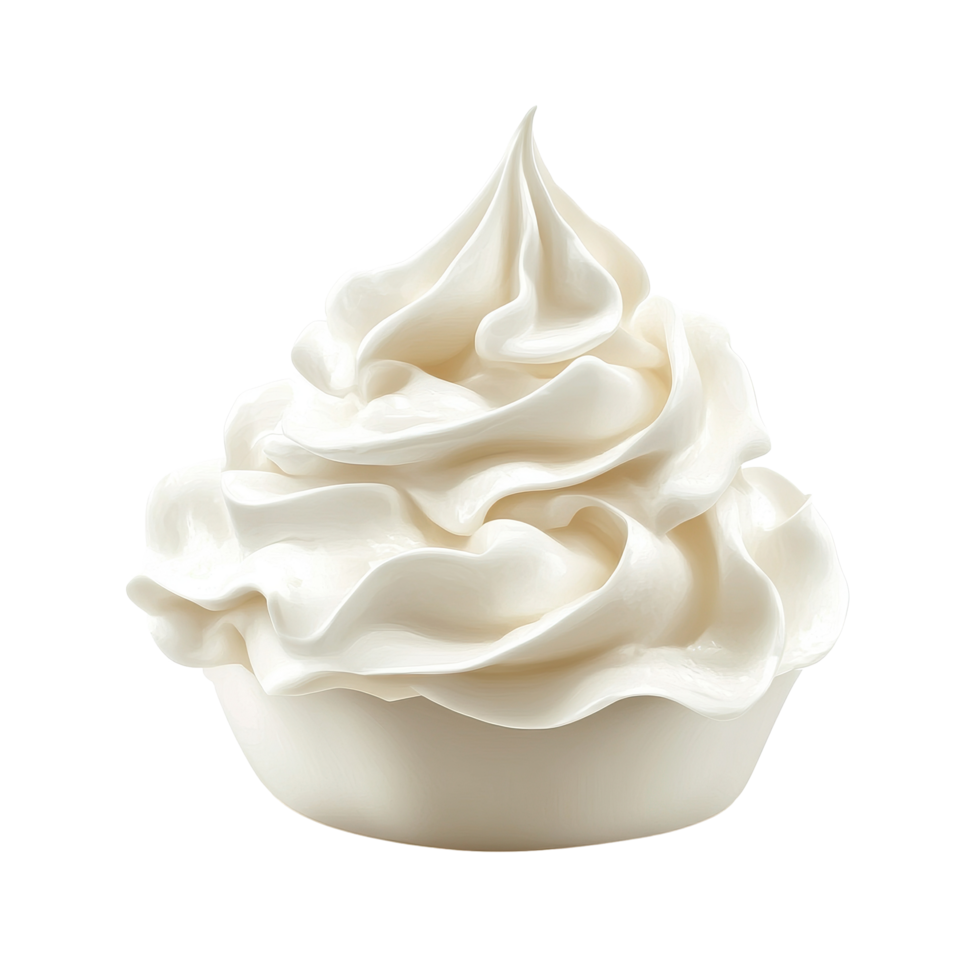 Whipped cream dollop beautifully presented on a Transparent background for dessert decoration or beverage topping, Whipped cream isolated on png