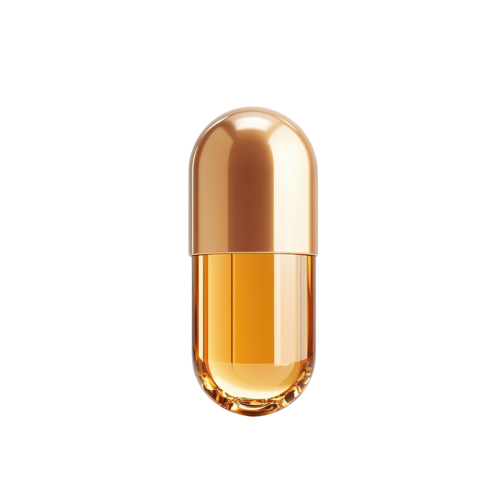 Vitamin serum capsule designed for nourishment and skincare enrichment, vitamin serum capsule for nourishment isolated on Transparent background, background png