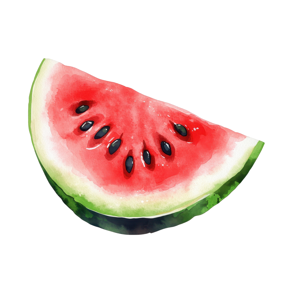Freshly cut watermelon slice with vibrant pink flesh and black seeds isolated on Transparent background, watermelon slice isolated on background png