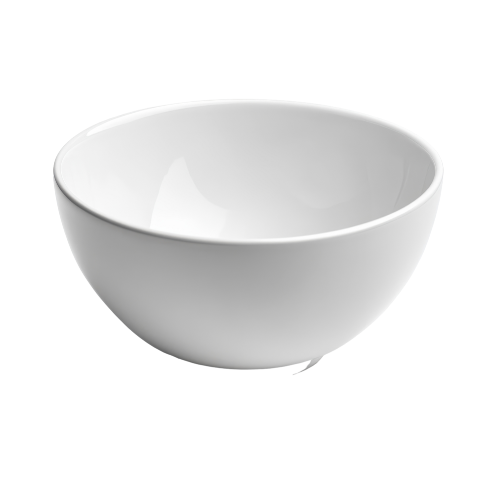 White bowl on a Transparent background showcasing minimalist design and elegant simplicity, White bowl isolated on background png