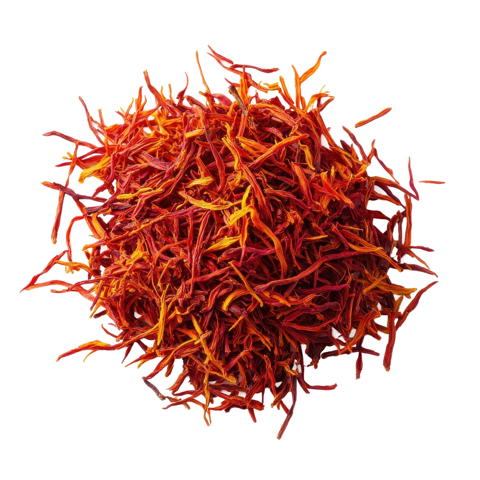 Saffron threads in vibrant hues arranged on a clean Transparent background for culinary and medicinal use, Saffron isolated on background png