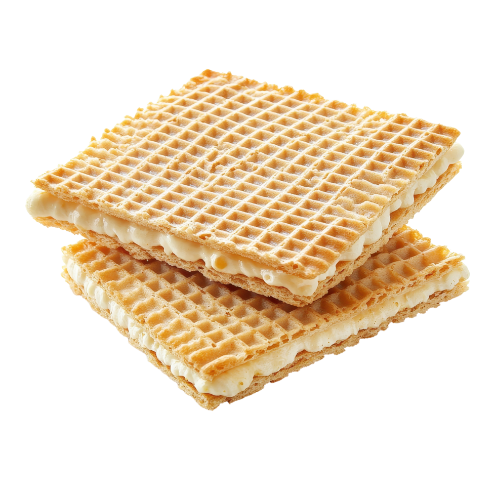 Delightful wafer dessert stacked and isolated on a clean Transparent background for a tempting treat, wafer dessertisolated on background png