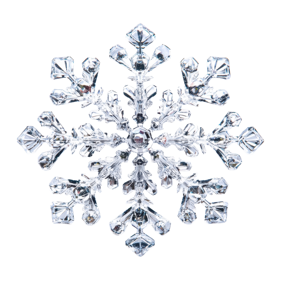 Intricately detailed snowflake sparkling on a Transparent background capturing winter's beauty and uniqueness, Snowflake isolated on png