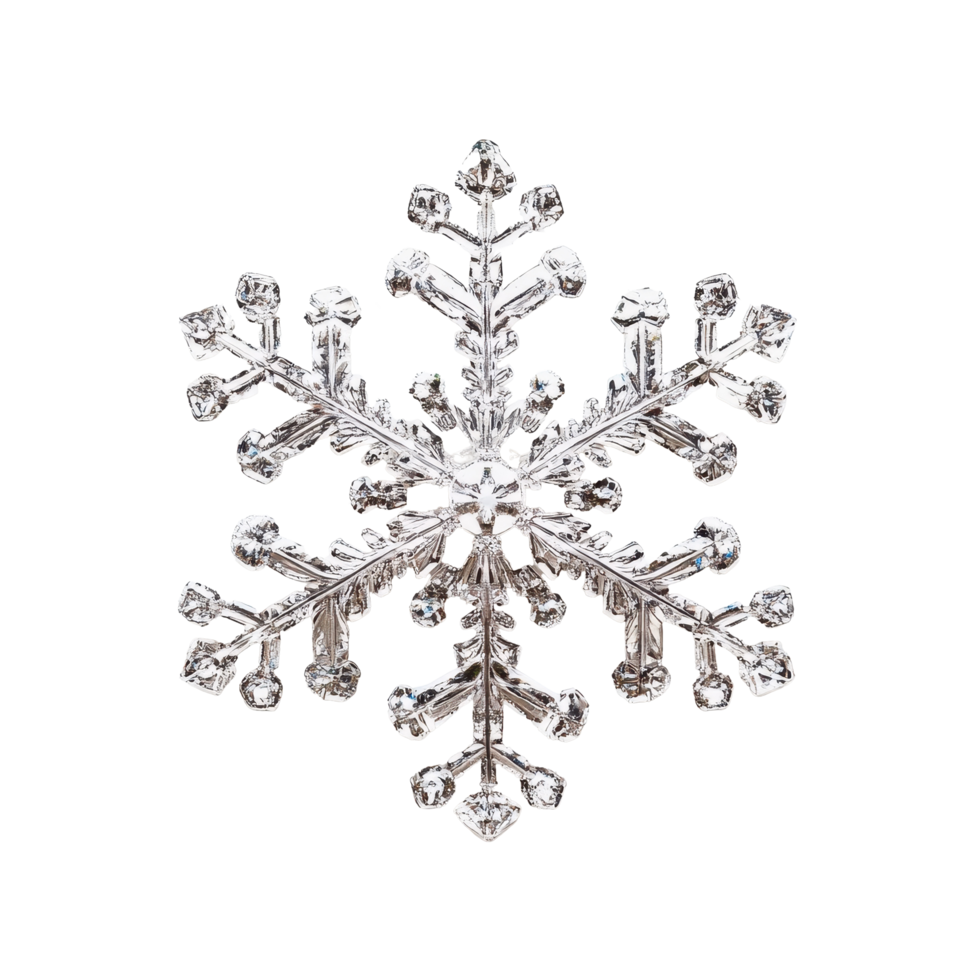 Intricate snowflake isolated on a Transparent background showcasing its unique crystalline structure and design, Snowflake isolated on png
