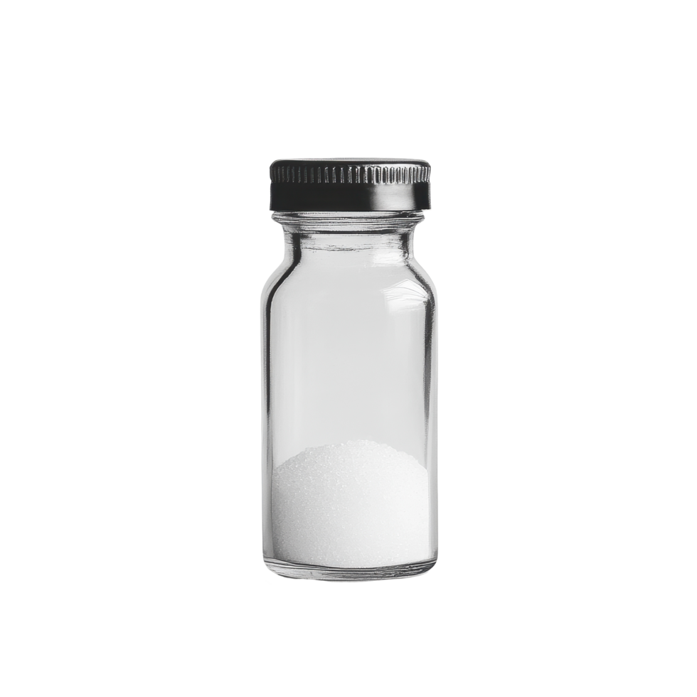 Simple glass salt shaker for seasoning in a modern kitchen setting, Salt isolated salt shaker condiment ingredient food container png