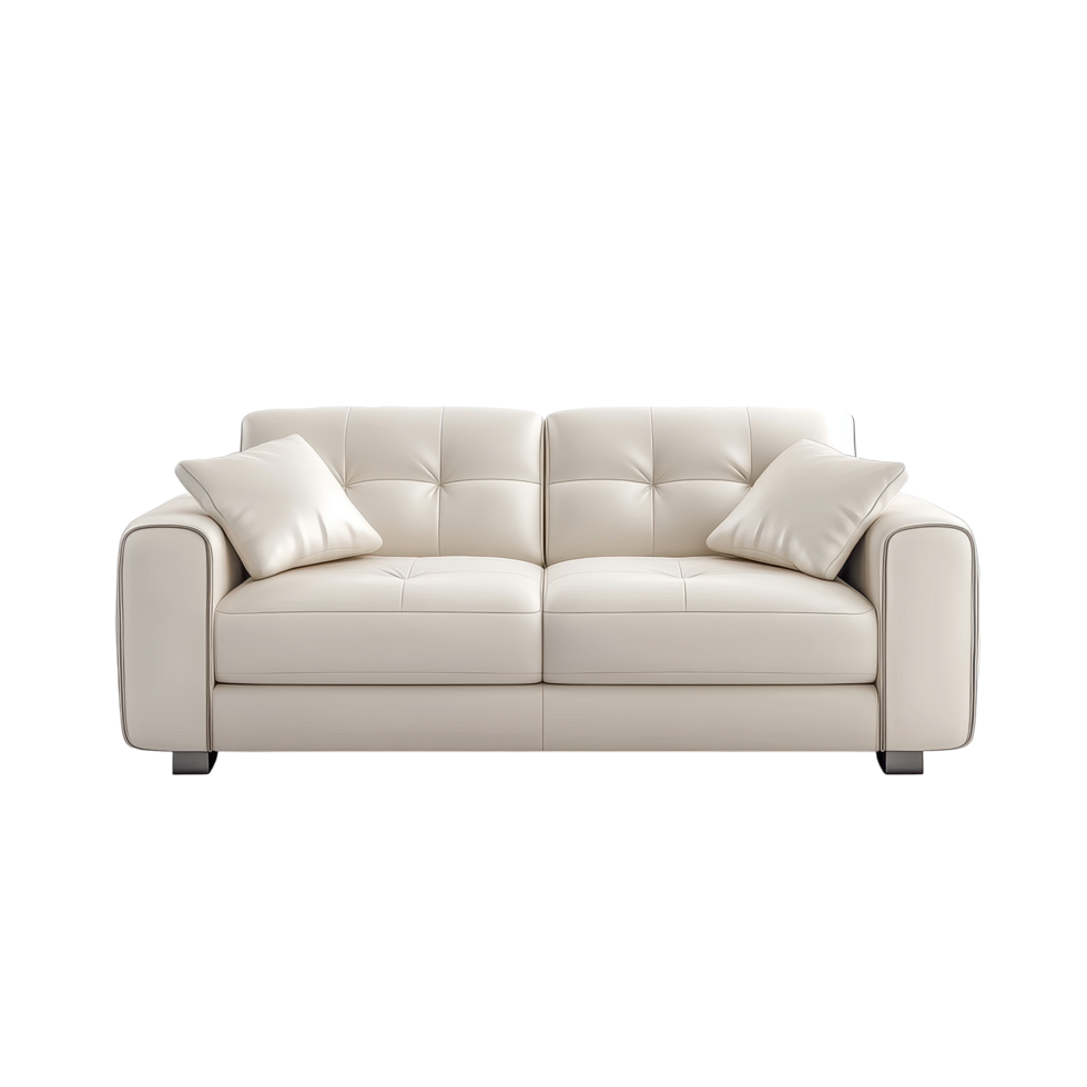 Elegant white sofa with plush cushions on a clean background for chic interior design, Sofa on Transparent background, background png