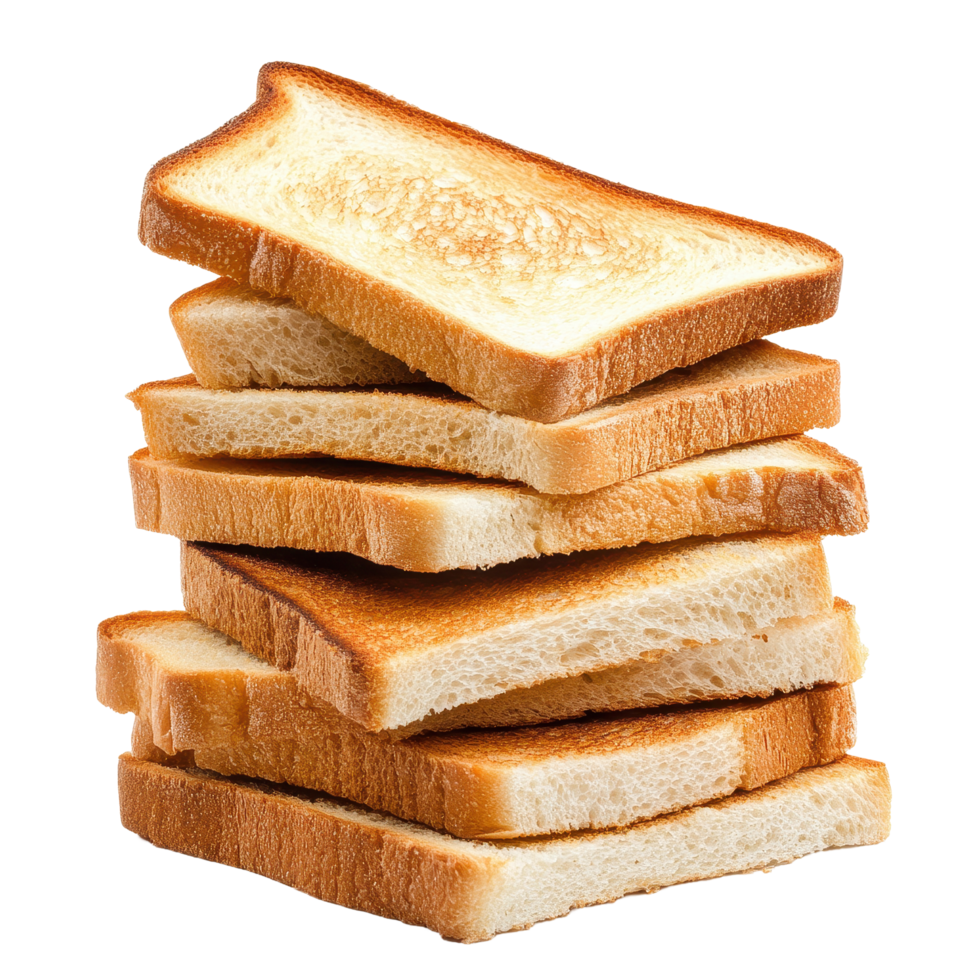 Stack of fresh toast bread on a Transparent background for meal preparation and culinary inspiration, Stack toast bread isolated on png