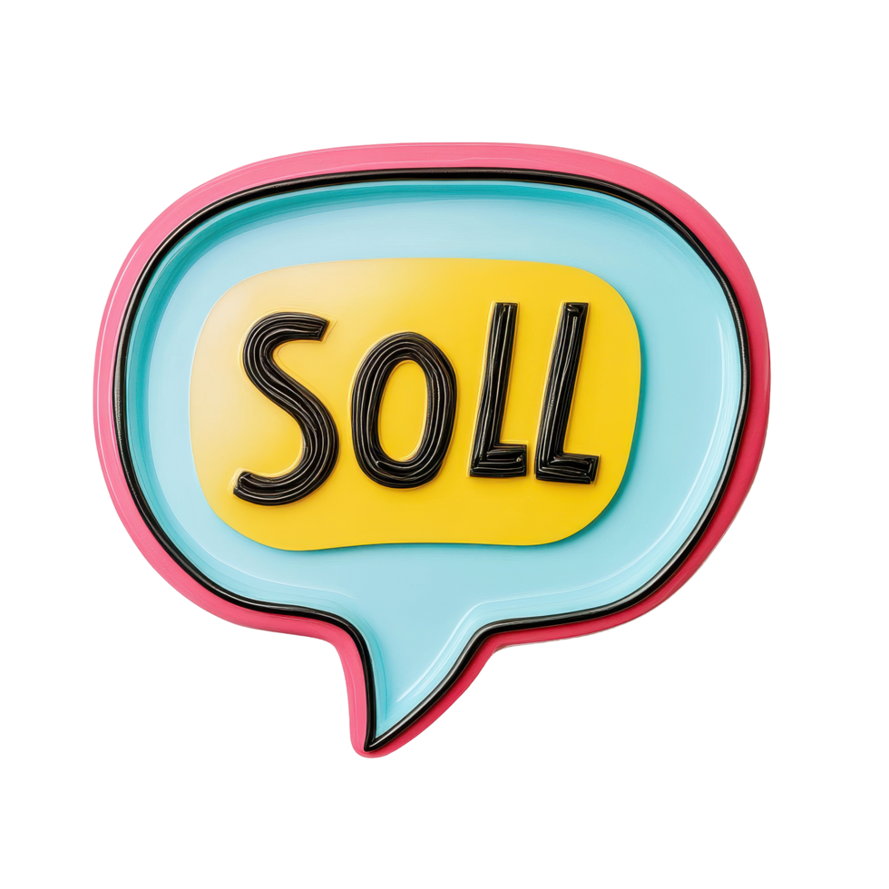 Creative speech bubble design featuring the word sell on a bright background for marketing use, speech bubble with the word sell on it, Transparent background png