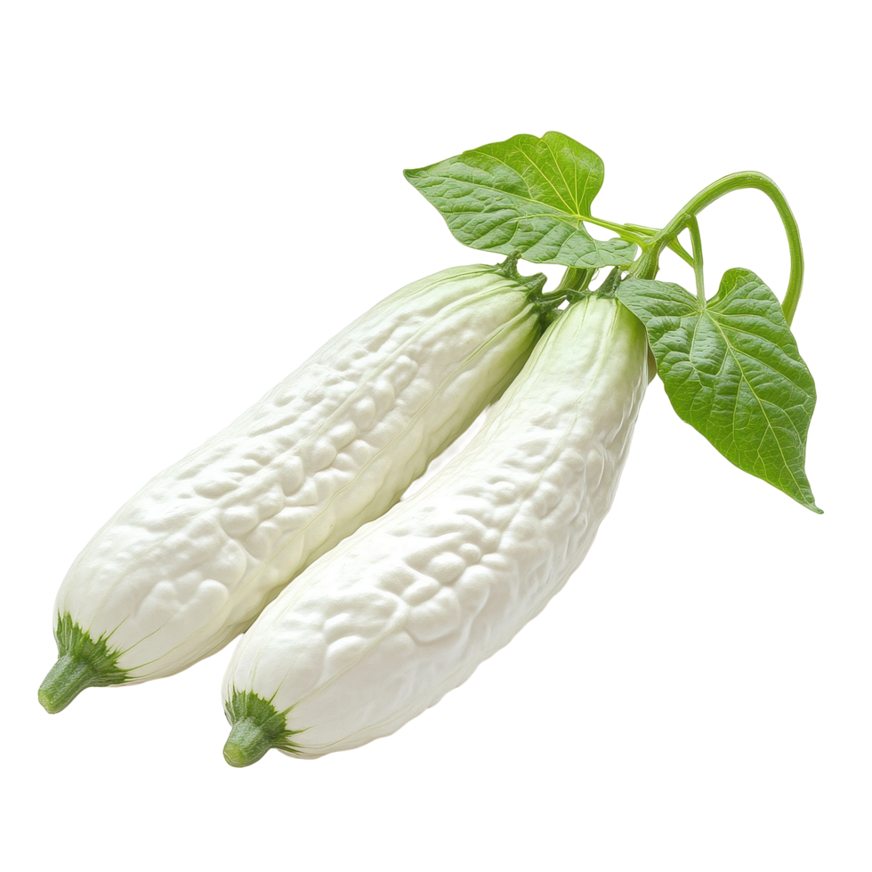 White bitter cucumber with leaves isolated on a clean Transparent background, White bitter cucumberisolated on background png
