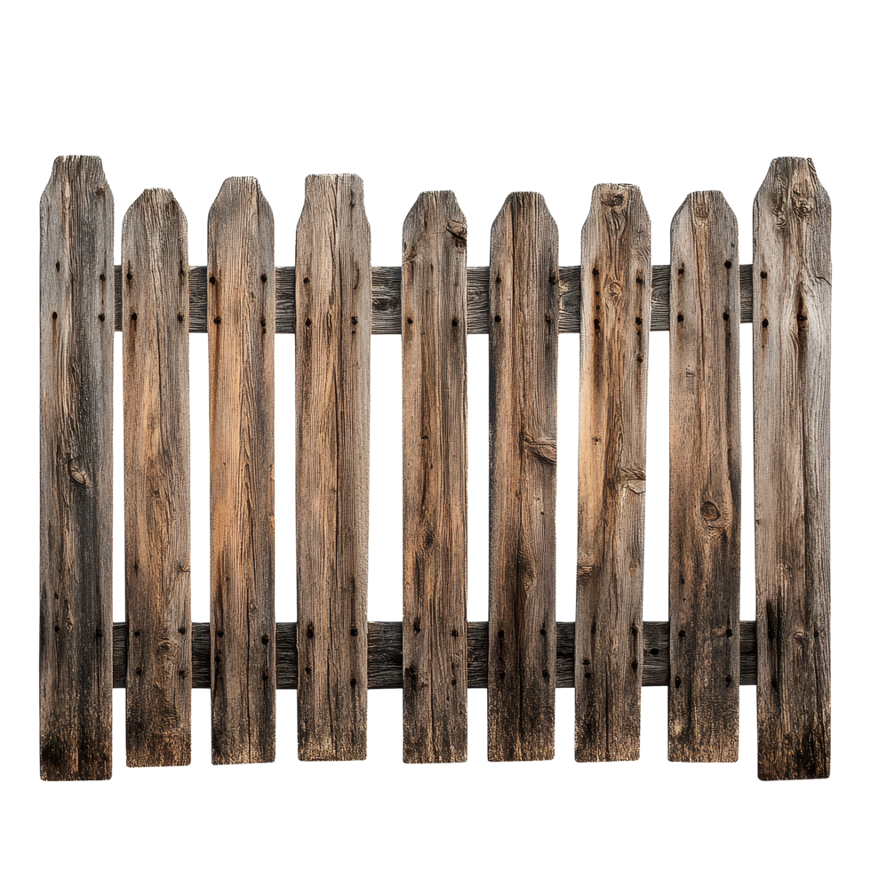Rustic wooden fence on Transparent background suitable for various design applications and themes, Rustic Wooden Fence Isolated on png
