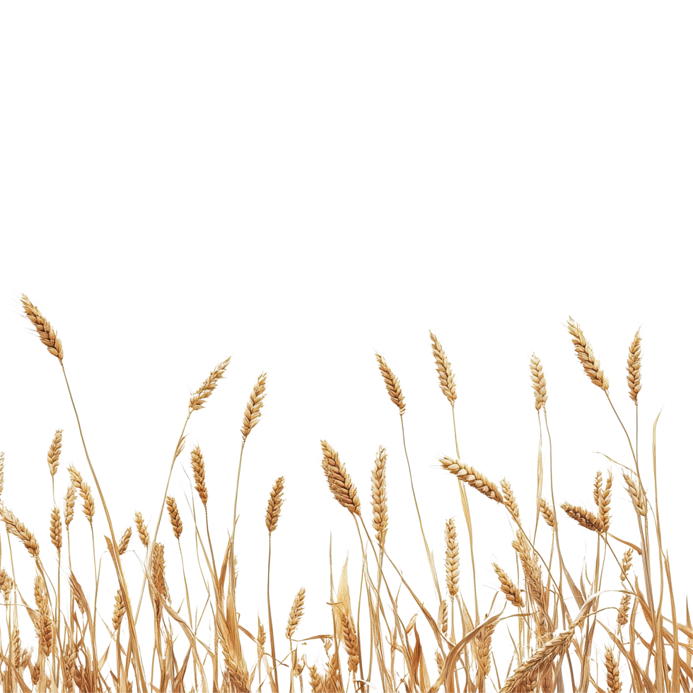 Wheat field with golden shafts against a bright Transparent background highlighting nature's simplicity, Wheat field png