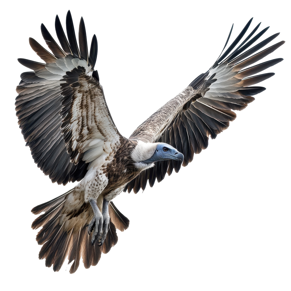 Majestic vulture soaring gracefully against a Transparent background in a captivating display of wingspan, Vulture Isolated on png