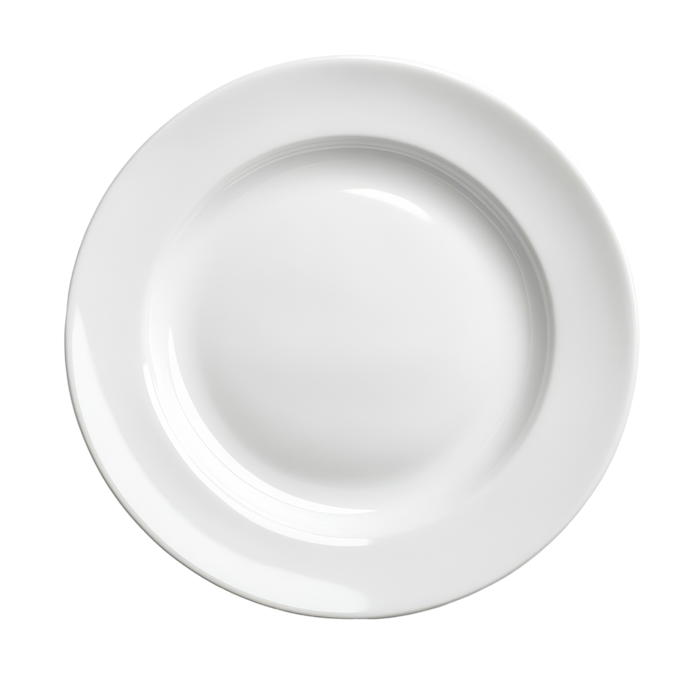 White ceramic plate on a clean Transparent background for table setting and culinary presentation, white ceramic plate isolated on background png