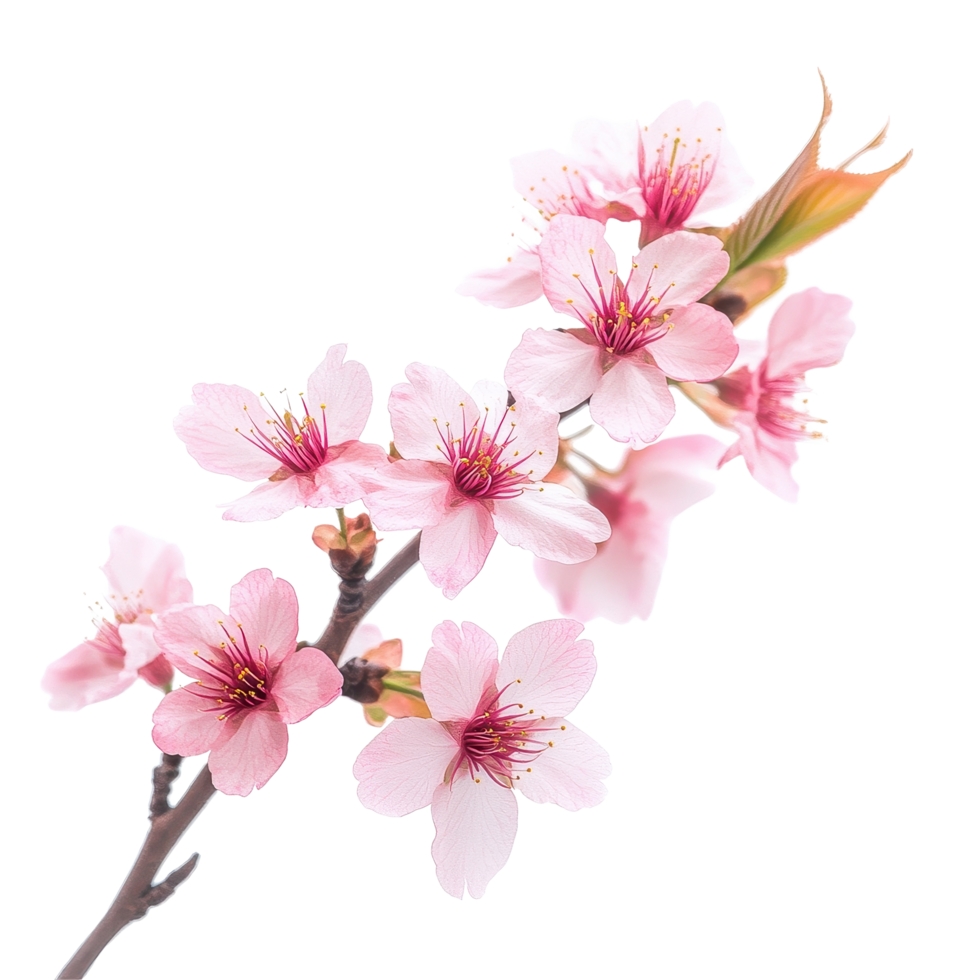Wild Himalayan cherry blossom branch featuring delicate pink flowers in full bloom, Sakura flowers a branch wild Himalayan cherry blosso Transparent background transparent, background png