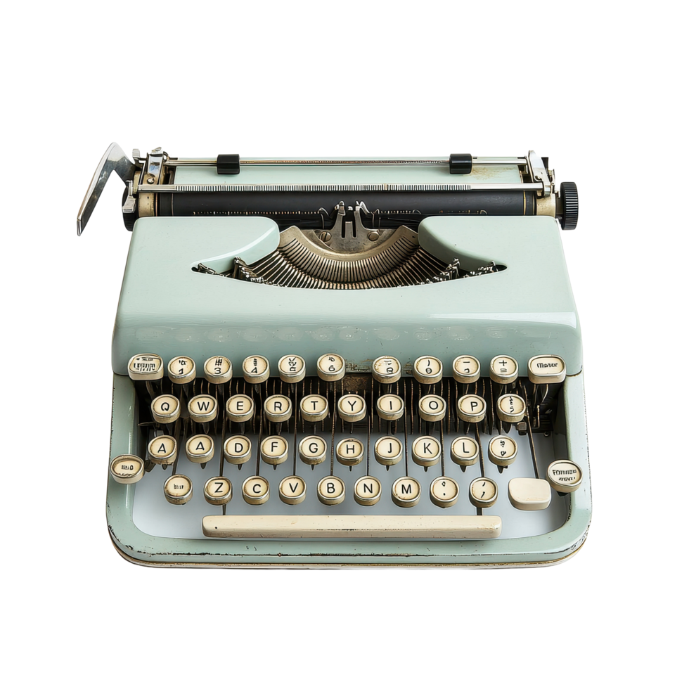 Vintage typewriter with classic keys on a clean Transparent background highlighting retro design elements, Vintage typewriter on png