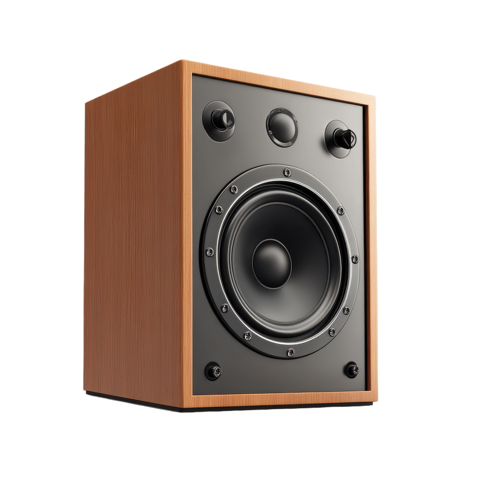 Glossy brown and black speaker isolated on Transparent background showcasing modern design and sound technology, speaker isolated on aisolated on background png