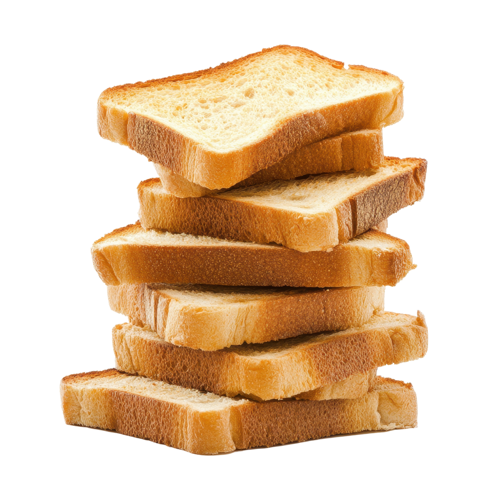 Stacked slices of toast bread arranged on a clean Transparent background for culinary presentation, Stack toast bread isolated on png