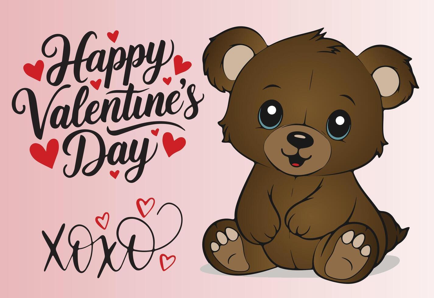 A sweet teddy bear with a heartfelt Valentines note. vector