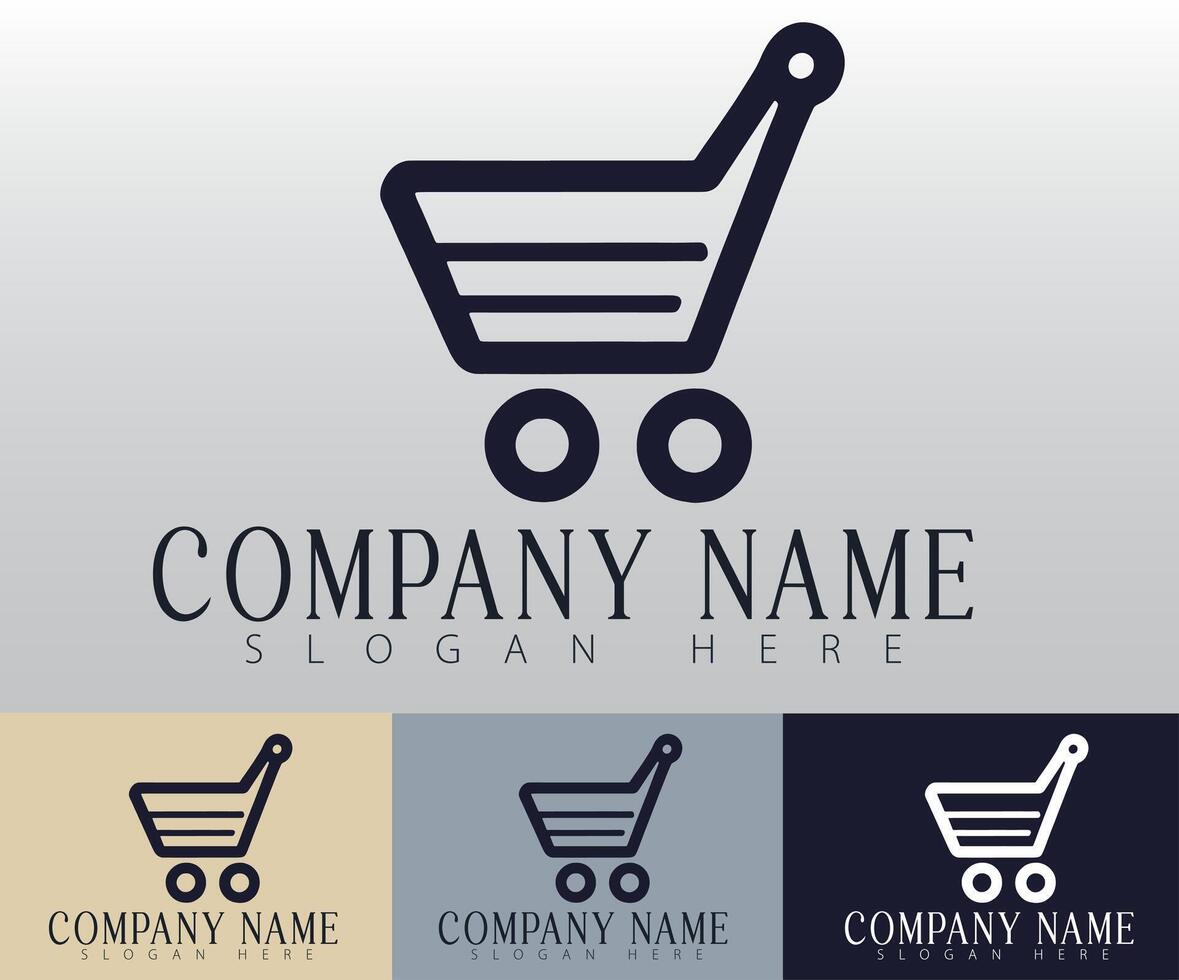 A visually clean shopping trolley logo. vector