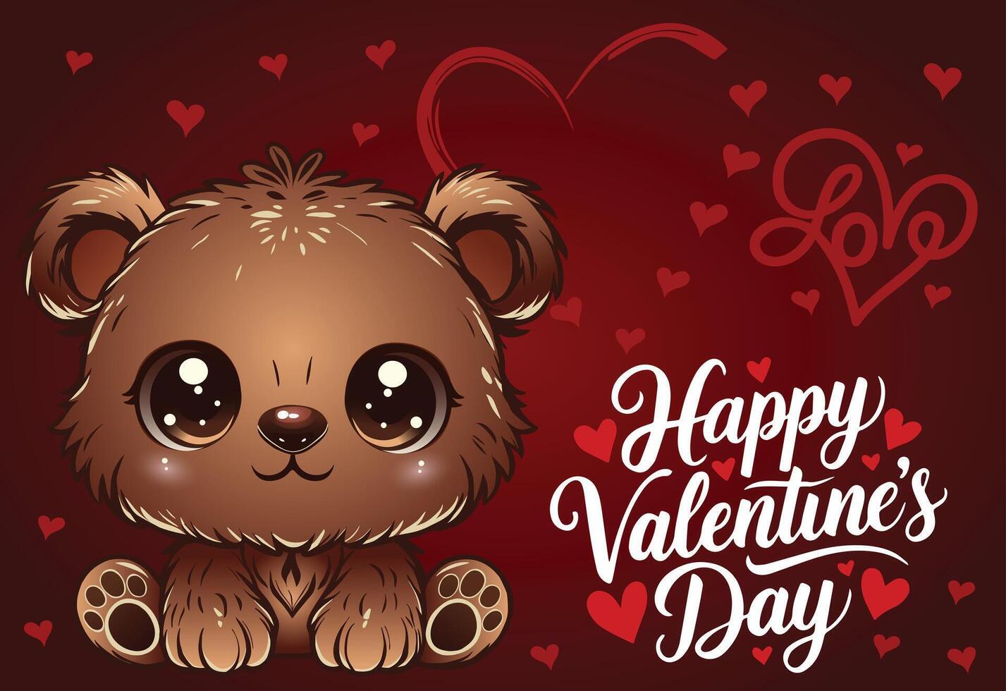 charming teddy bear with a festive Valentines wish. vector