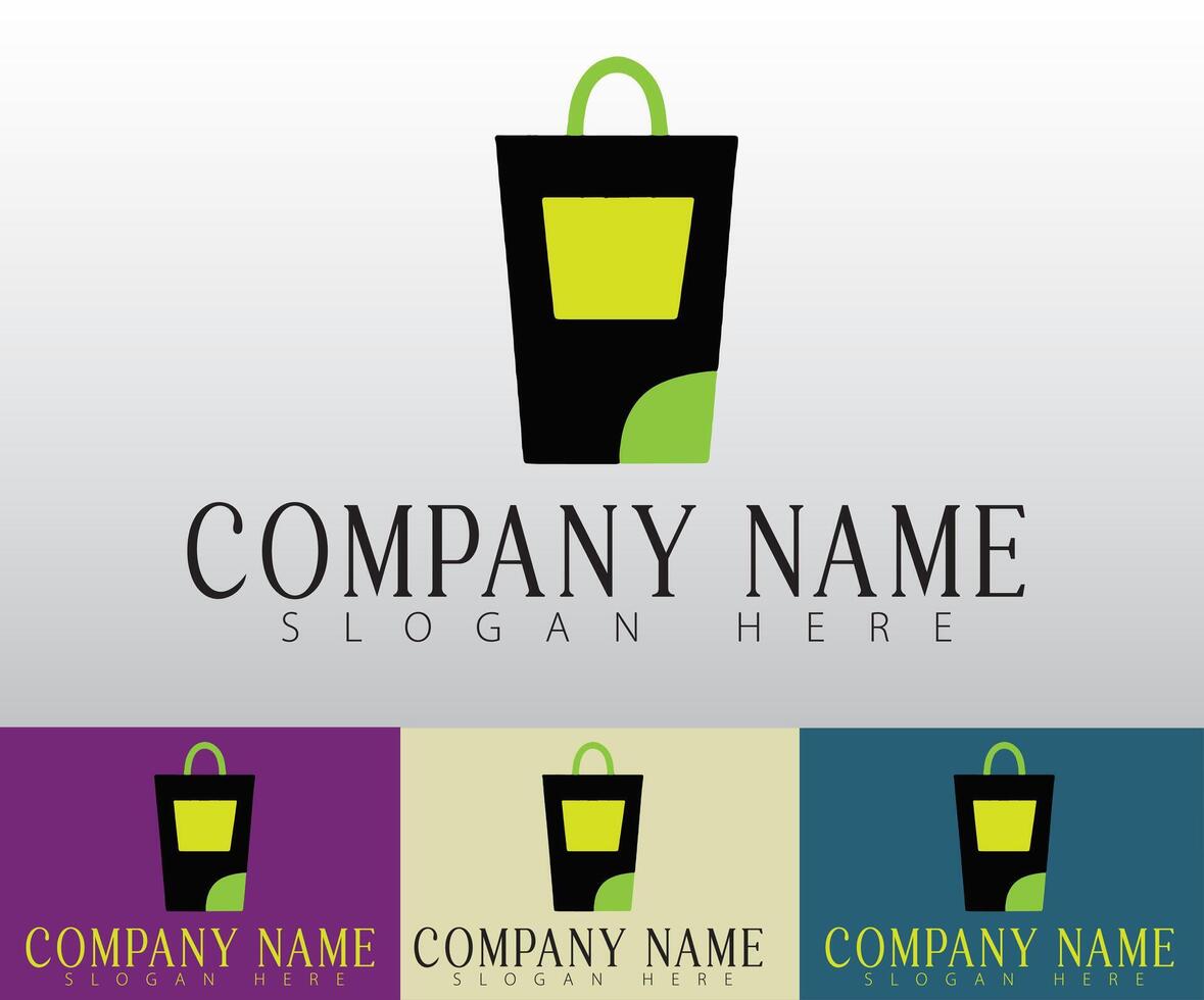 A stylish and imaginative shopping bag emblem. vector