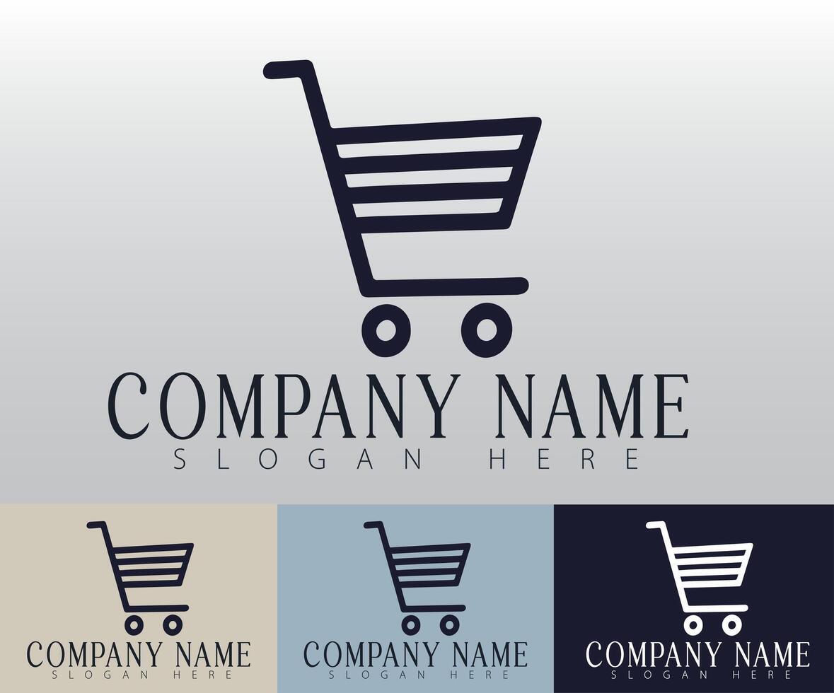 A visually clean shopping trolley emblem. vector