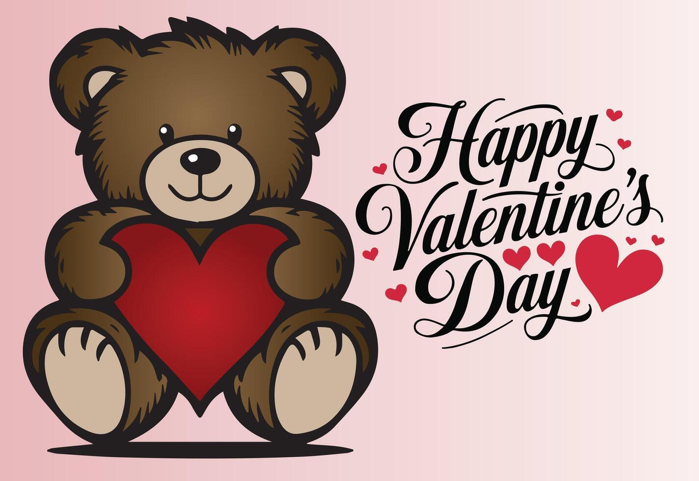 A friendly teddy bear holding a red heart with a sweet Valentines wish. vector