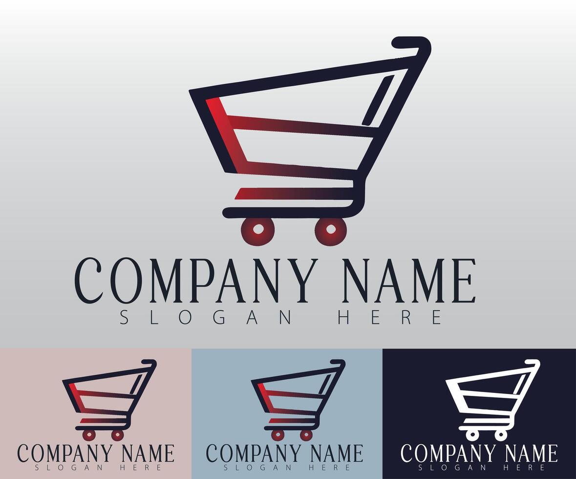 A modern and unique shopping trolley emblem. vector
