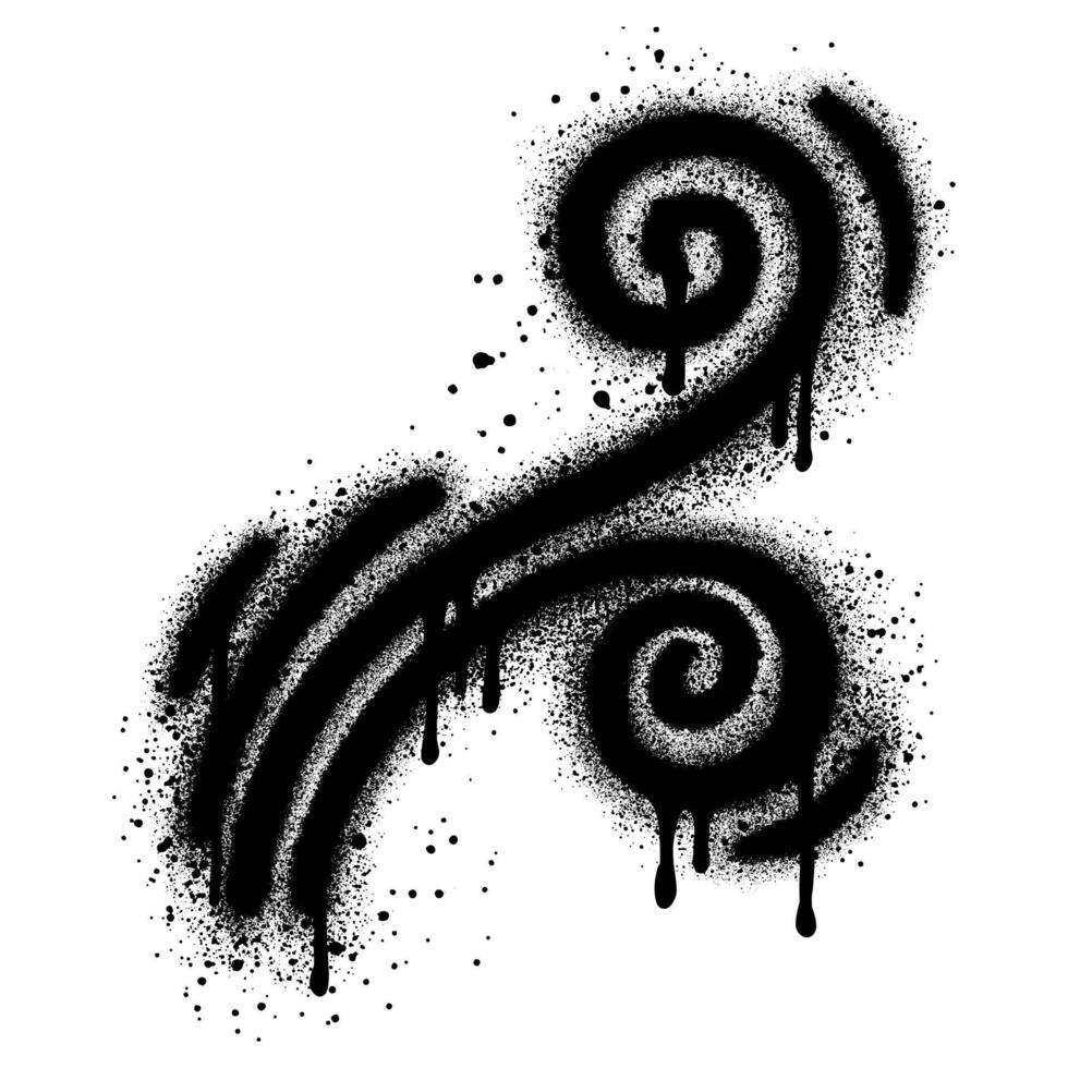 Wind graffiti with black spray paint for concept design. vector