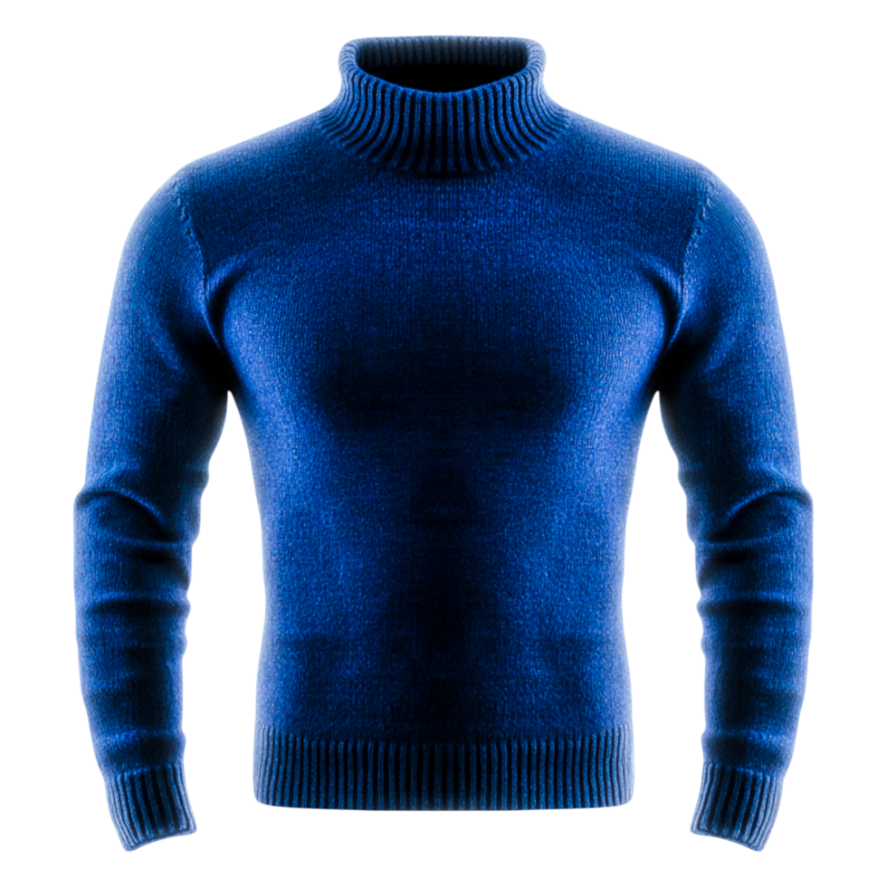 Cozy Blue Turtleneck Sweater on Isolated Background for Fashion Focus png