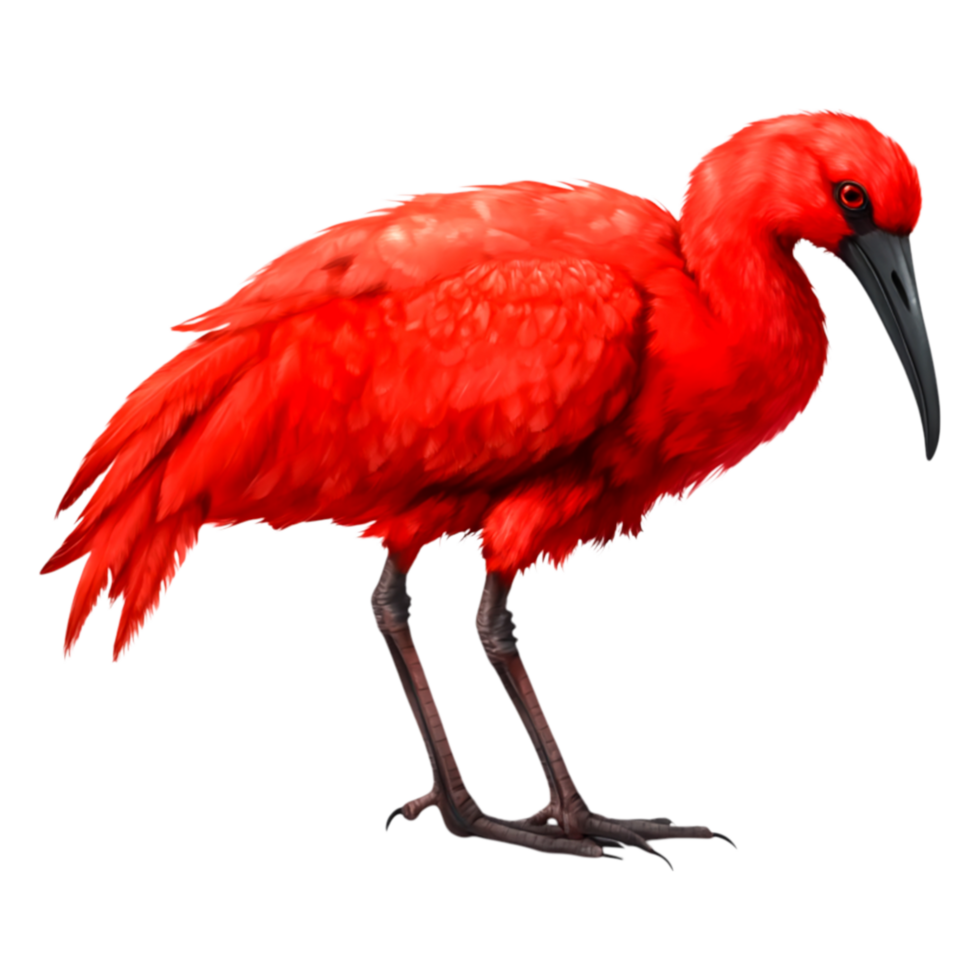Vibrant Scarlet Ibis Standing Gracefully in Natural Habitat png