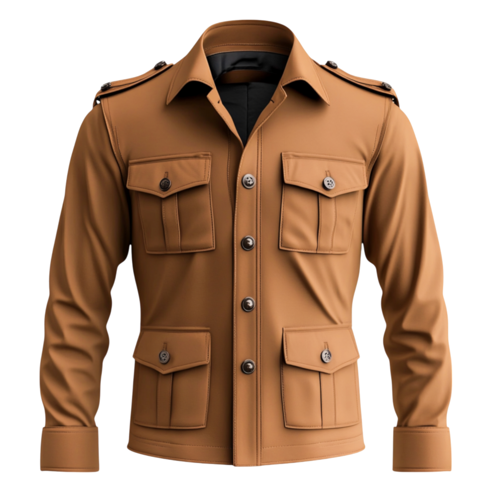 Stylish Brown Jacket with Pockets, Modern Casual Look for Men png