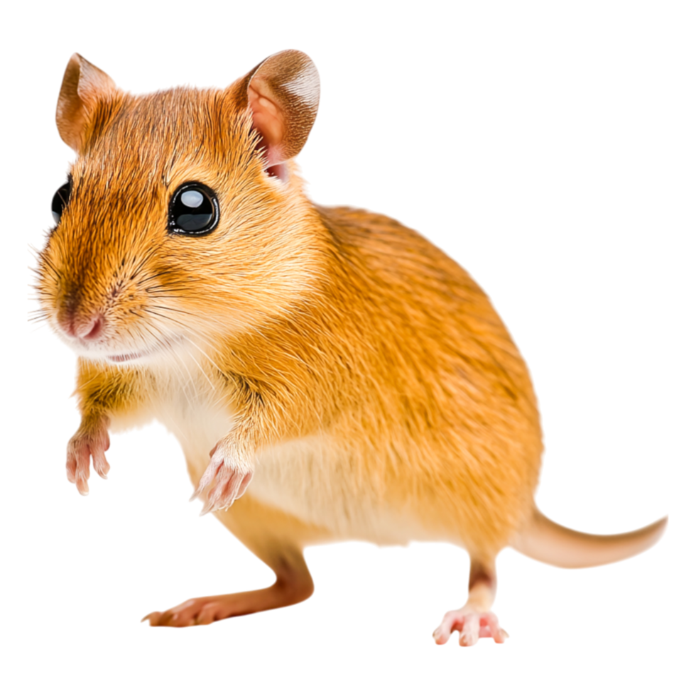 Cute Small Rodent with Fluffy Fur and Bright Eyes Standing Upright png