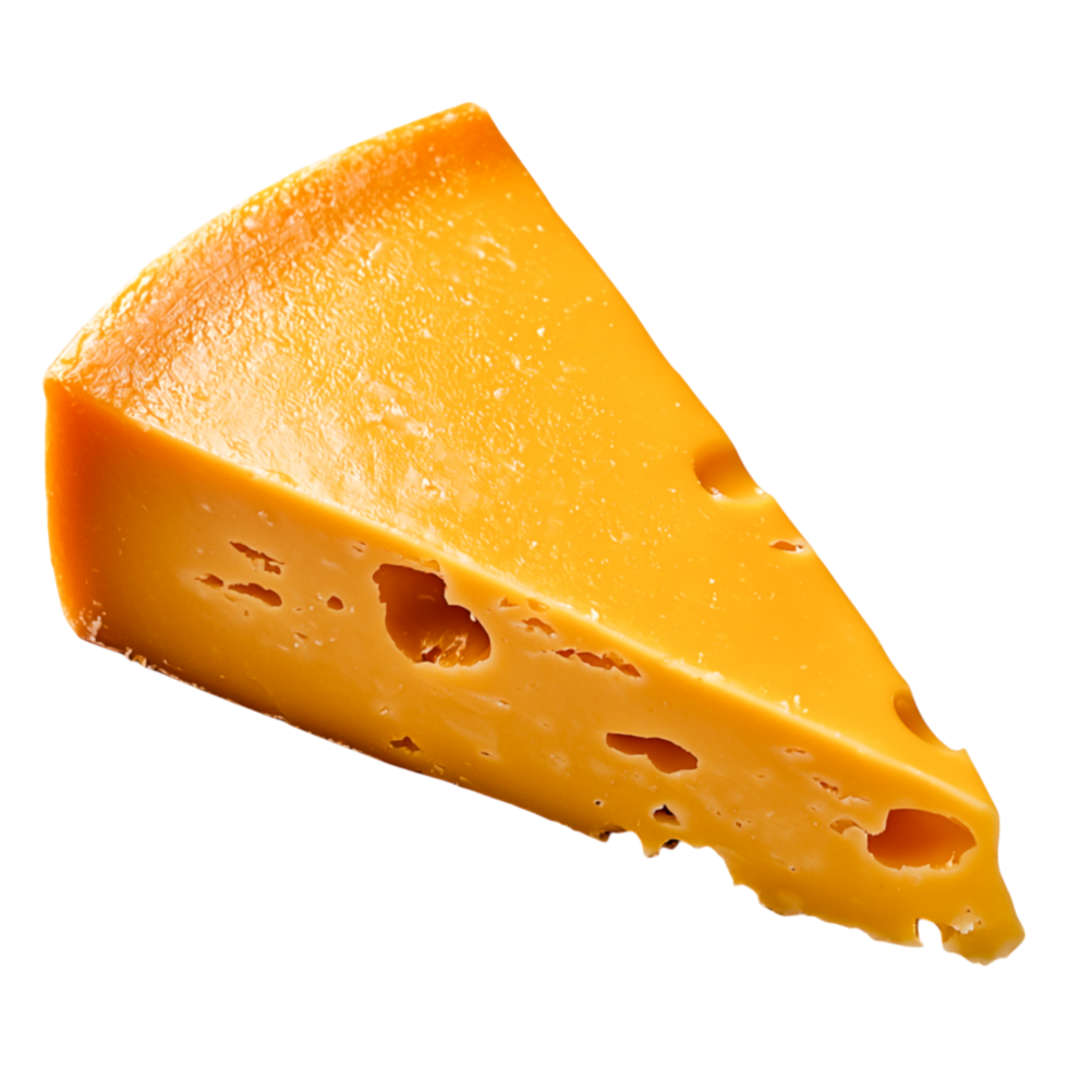 Delicious Orange Cheese Slice with Holes on Isolated Background png