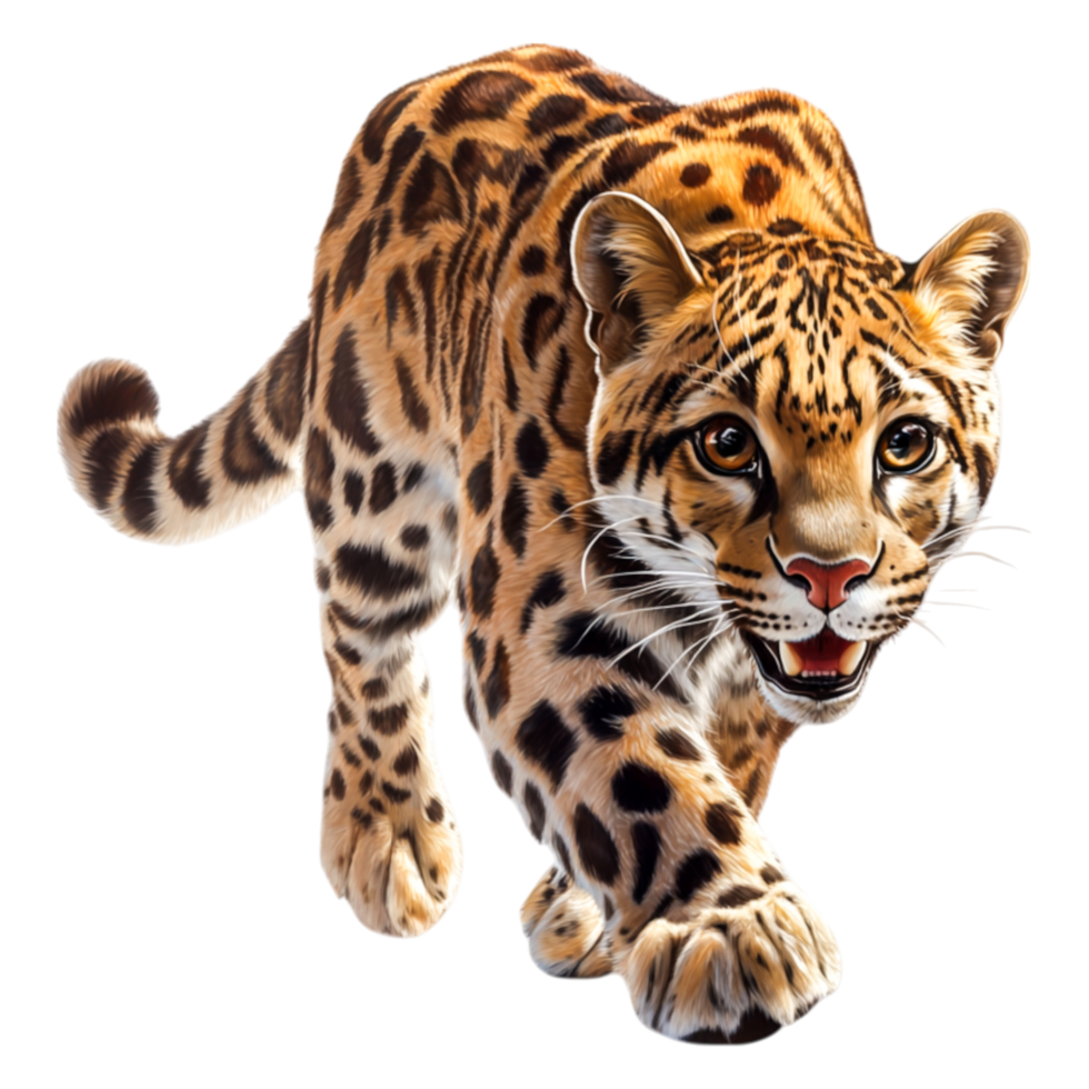Powerful and Graceful Leopard Walking Through the Jungle Environment png