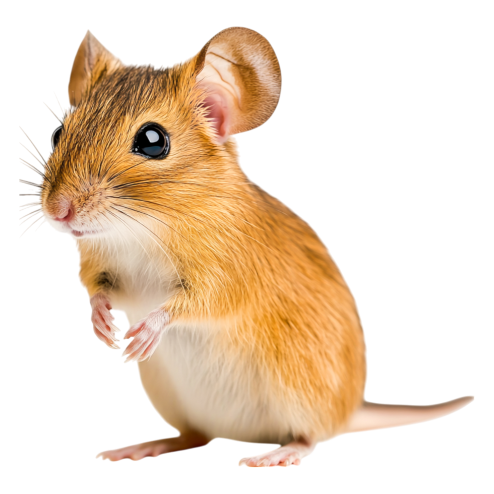 Cute Small Mouse Standing Upright with Bright Eyes and Soft Fur png