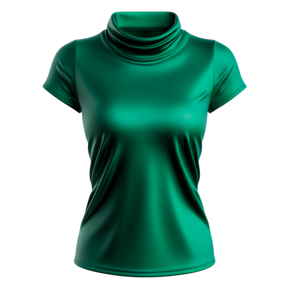 Elegant Green Turtleneck Shirt Fabric with Soft Textured Look png