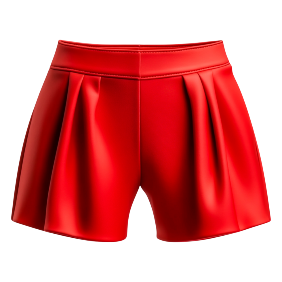 Stylish Red Fashion Shorts with Pleats for Trendy Summer Looks png