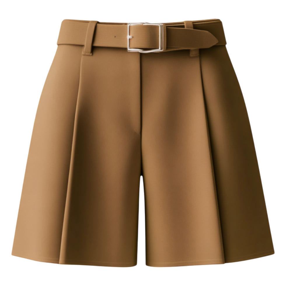 Fashionable Brown Shorts with Belt for Summer Casual Wear png