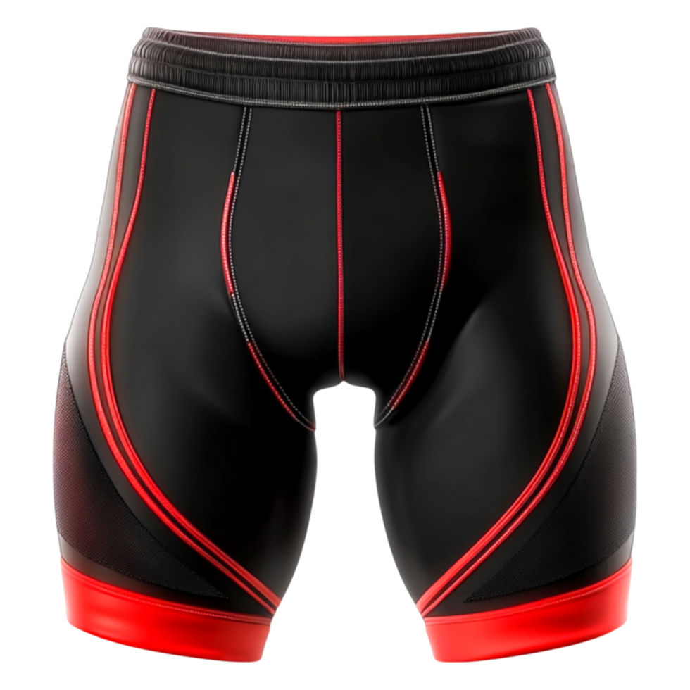 Black and Red Athletic Shorts with Slick Design for Fitness Lovers png