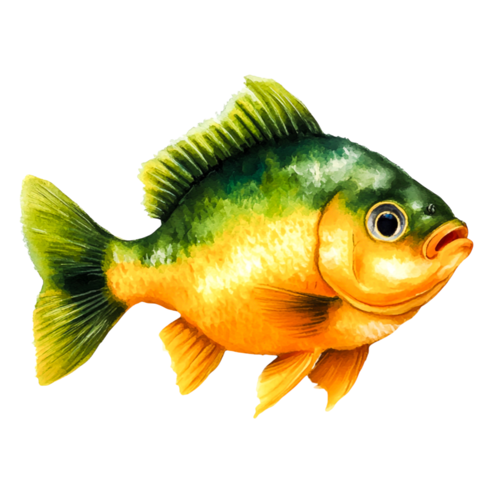 Colorful Fish Illustration with Vibrant Shades of Yellow and Green png