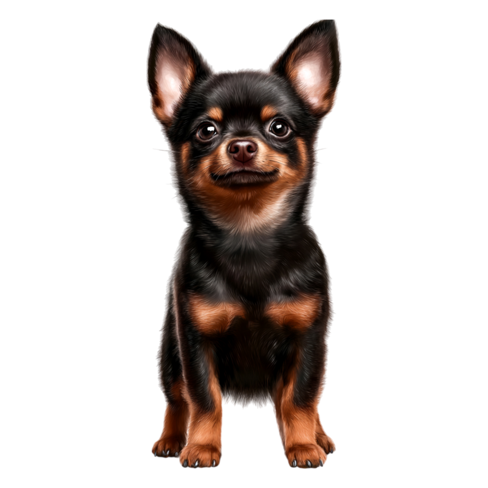 Cute and Playful Black and Tan Chihuahua Standing Adorably png