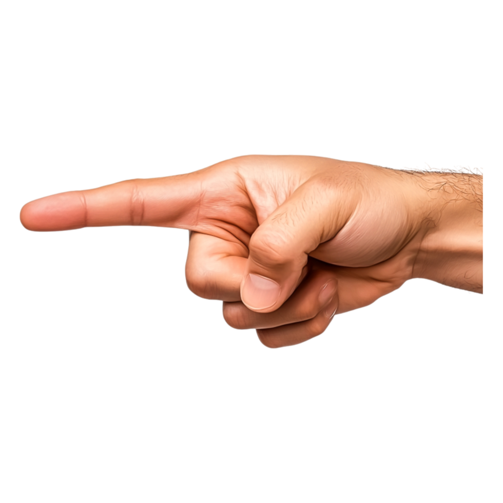 Gesture of pointing finger on with shadow png