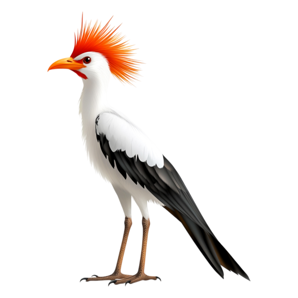 Brightly Colored Bird with Orange Crest and Black Wings on png