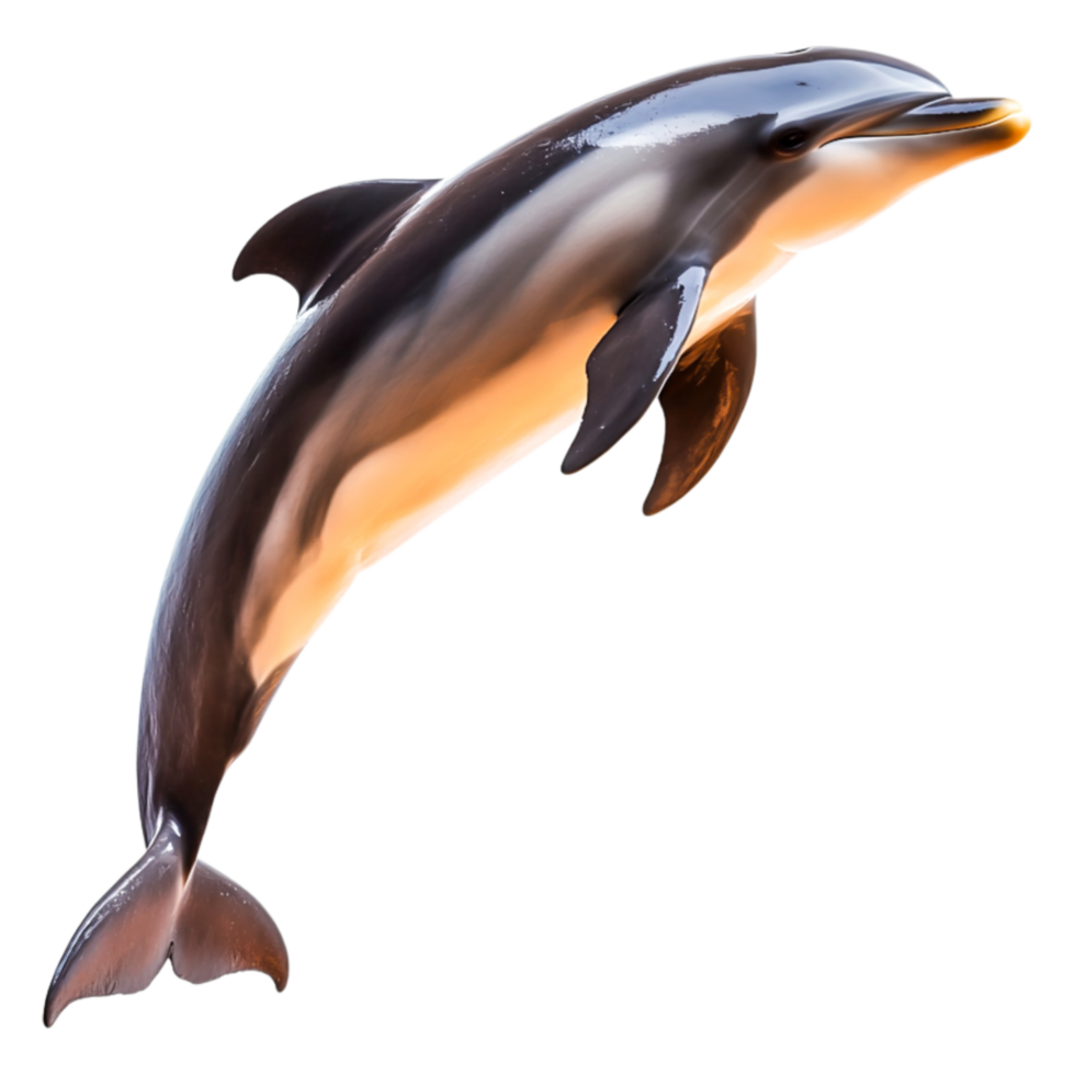 Dolphin Jumping Out of Water with Stunning Splash and Blue Background png