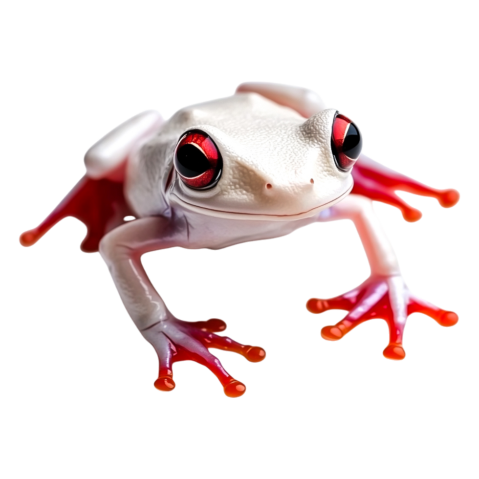 Vibrant Red-Eyed Tree Frog Posing on a Leaf in Tropical Habitat png