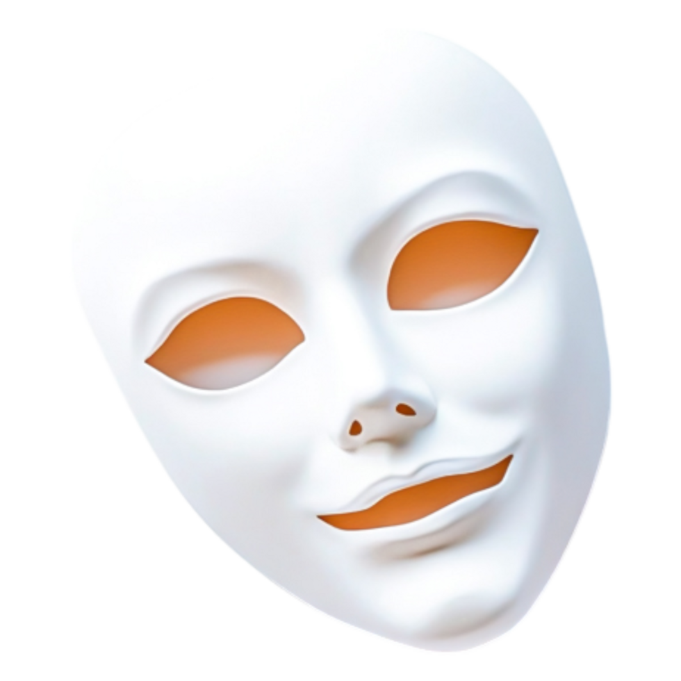 White Anonymous Mask with Orange Accents for Mysterious Themes png